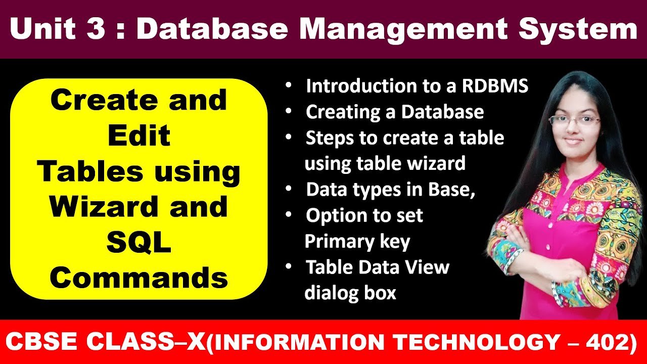 Create And Edit Tables Using Wizard & SQL Commands | Unit-3 DBMS | Class 10 Information Technology