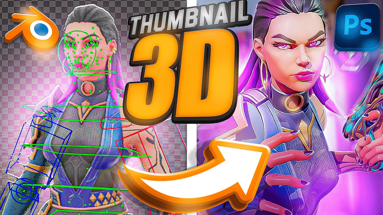 COMO fazer uma THUMBNAIL 3D de VALORANT! (Blender + Photoshop) *COMPLETO*