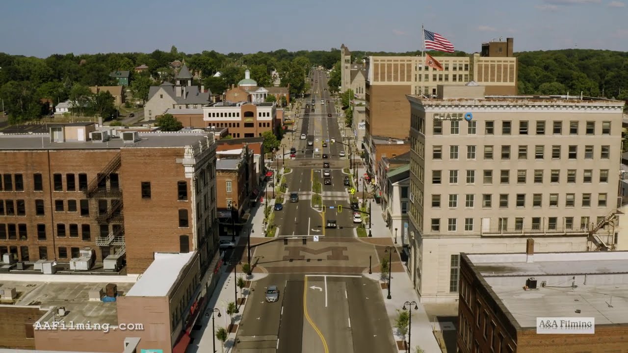 Downtown Massillon, Ohio. August, 2020. Drone Footage.