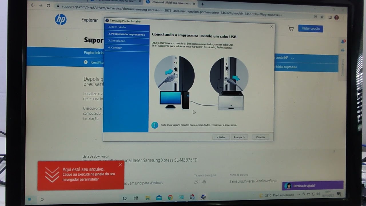 Como fazer a instala&ccedil;&atilde;o da IMPRESSORA SAMSUNG M2875/M2885w na USB - passo a passo.