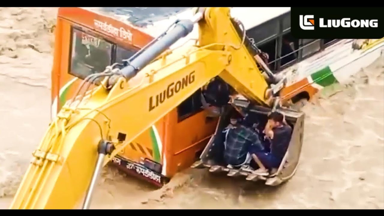 Flood Rescue Operation by LiuGong Excavator