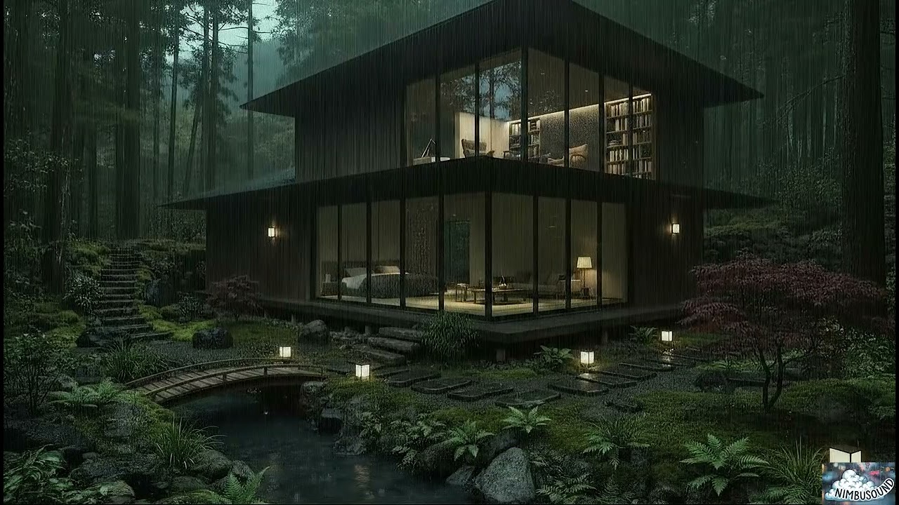 Library Loft & Bedroom View 📚 Heavy Rain Ambience