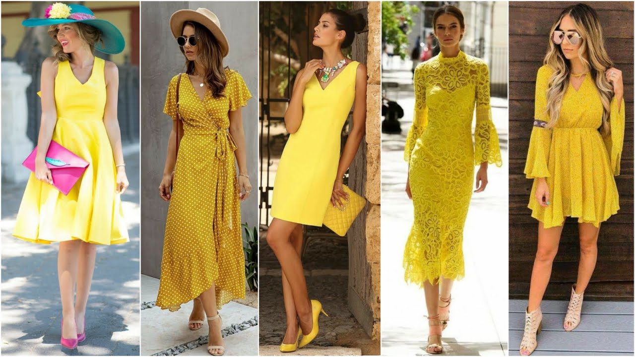 TENDENCIAS EN VESTIDOS DE MODA COLOR AMARILLO PARA VERTE RADIANTE Y MUY CHIC 💛😍