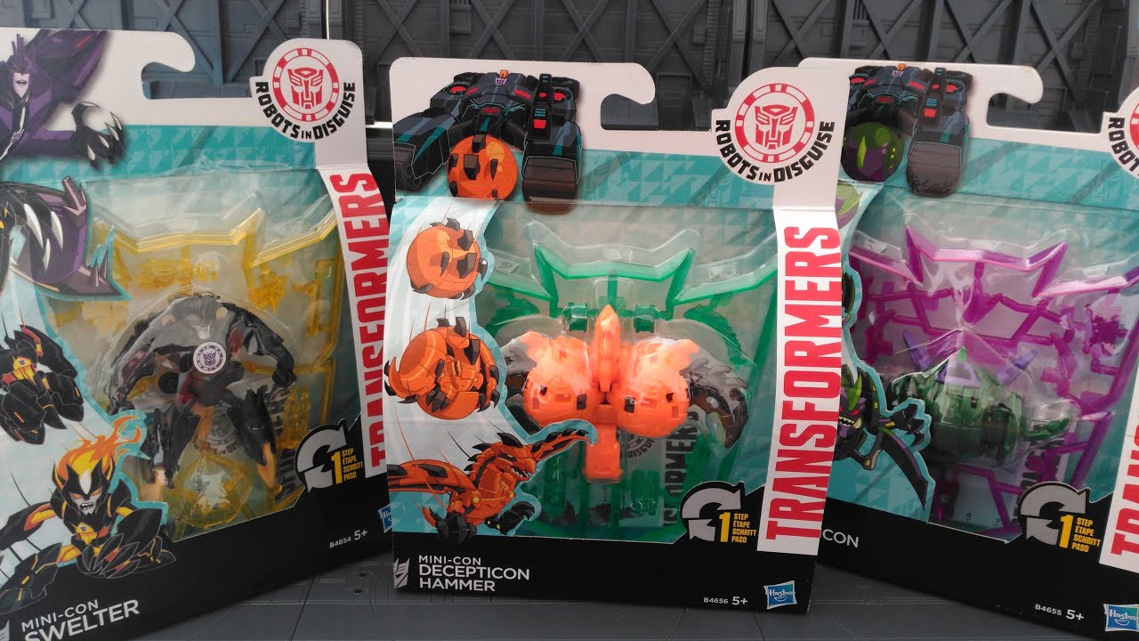 Transformers Mini-con Swelter, Decepticon Hammer and Back Toy Review