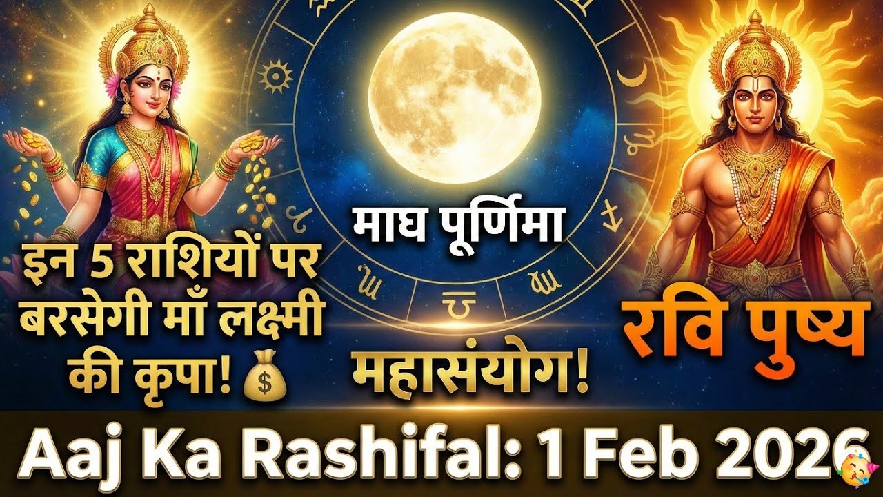 Aaj Ka Rashifal: 1 Feb 2026 |  इन 5 राशियों पर बरसेगी माँ लक्ष्मी की कृपा! Today Rashifal