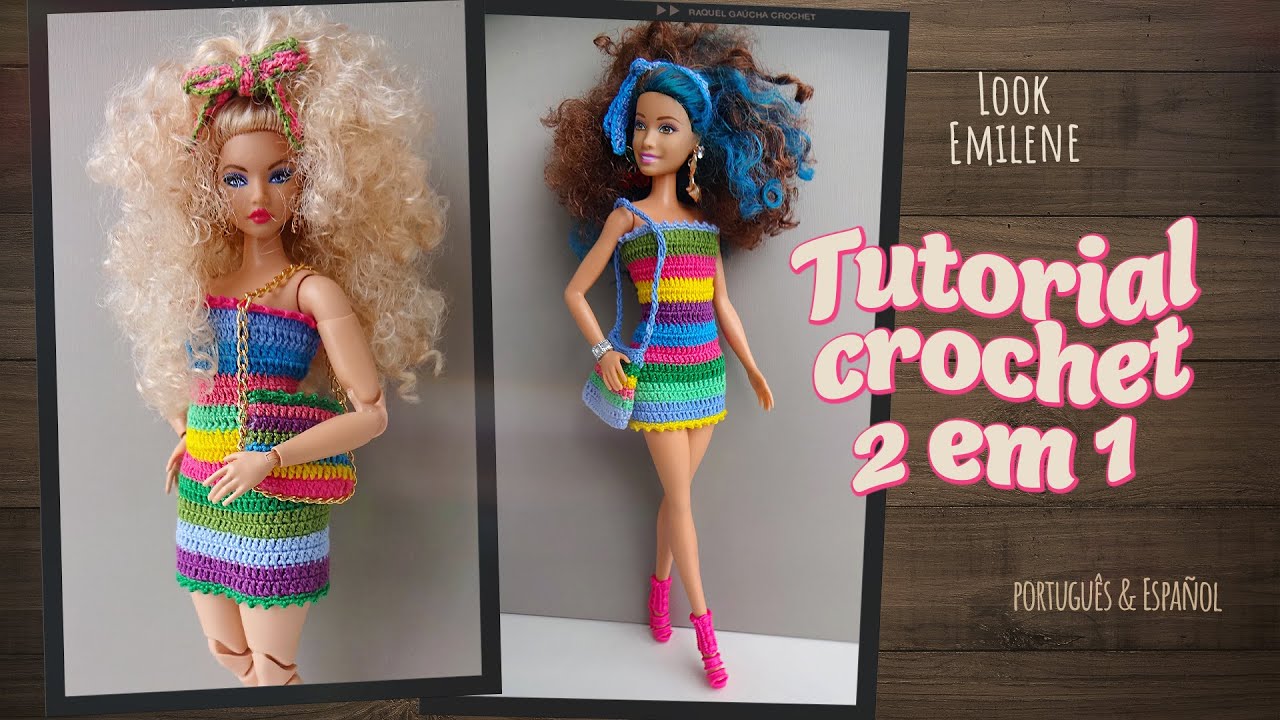 Um vestido, duas variações - Crochê para Barbie 💫 Look Emilene