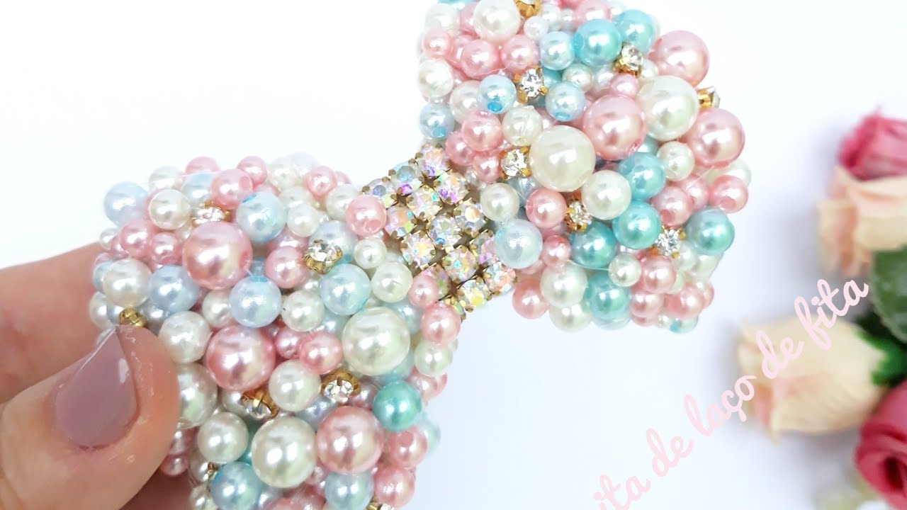 🎀Laço de pérolas Colorido - DIY - PAP - Eliana Moreira🎀