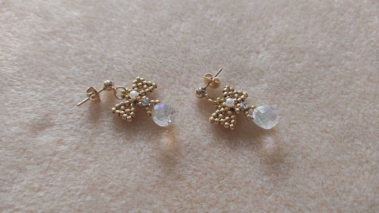 How to make beaded Bow Earrings 🎀 | Korean style Earrings | SS Beads Corner