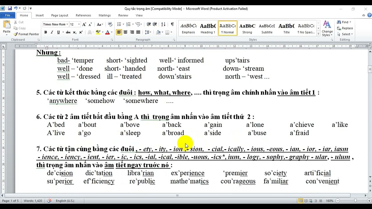 Bài 78. Quy tắc trọng âm từ | Tiếng Anh thầy Minh