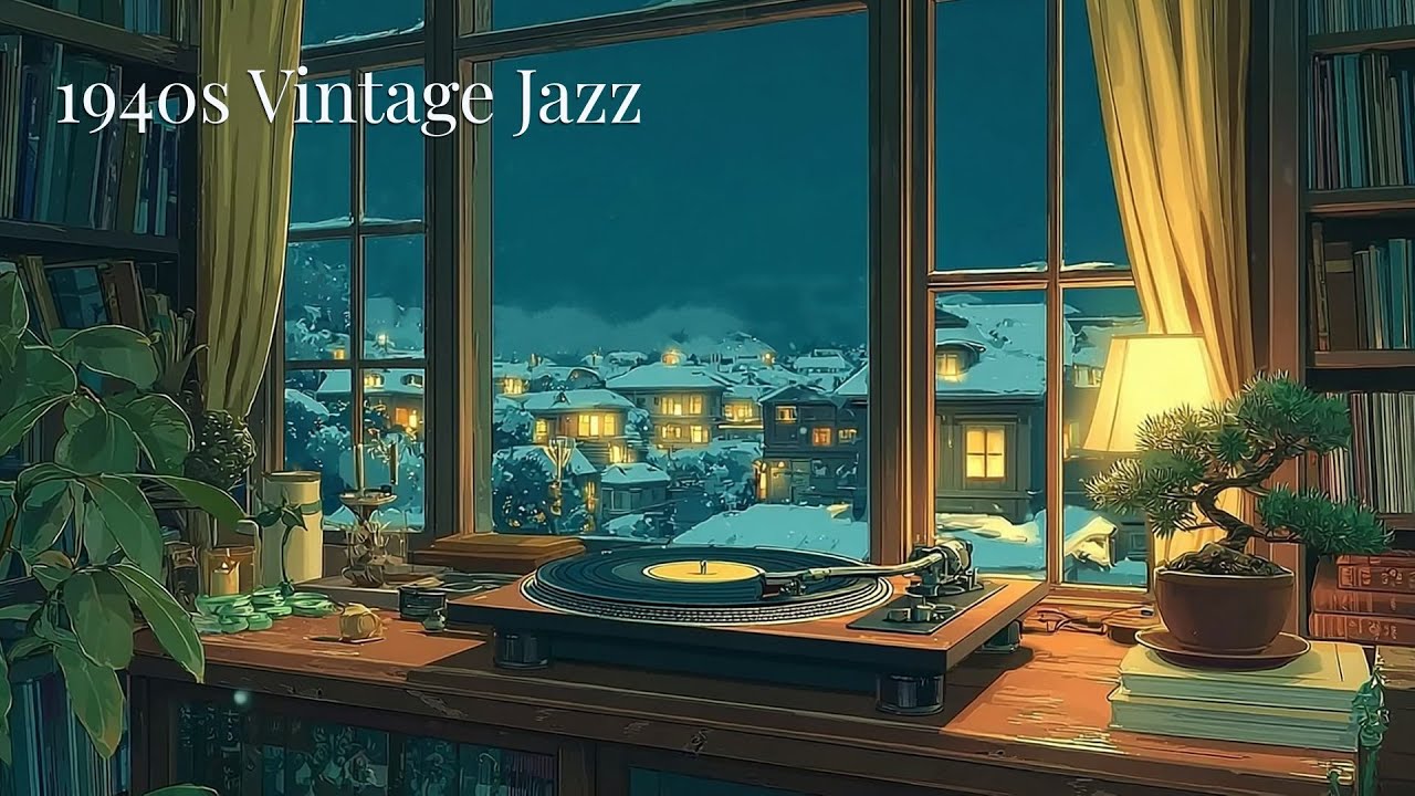 Vintage Jazz Night (1930s–1950s) 🌙 Cozy Room, Soft Rain Ambience