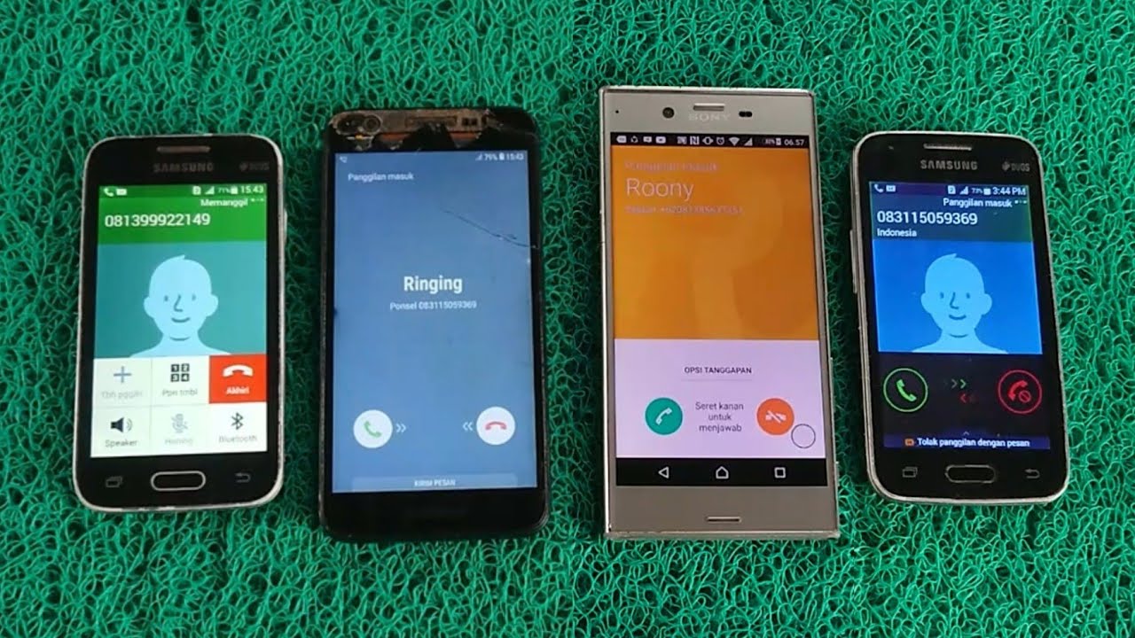two SAMSUNG galaxy V +SAMSUNG a02 core VS sony xperia incoming call & out going call