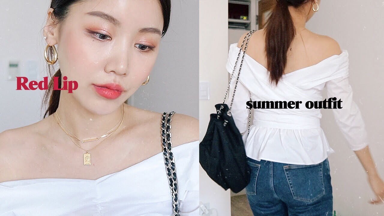 GRWM for Saturday Night🍒 수다스런 오늘, 좋아하는 오프숄더 & 레드립 | kinda cool
