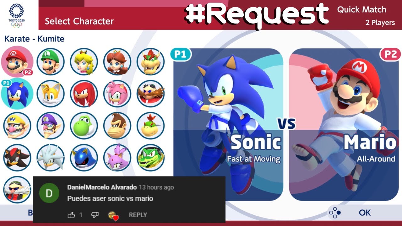 Mario & Sonic at Tokyo 2020 : Gameplay (2 Players) Mario VS Sonic