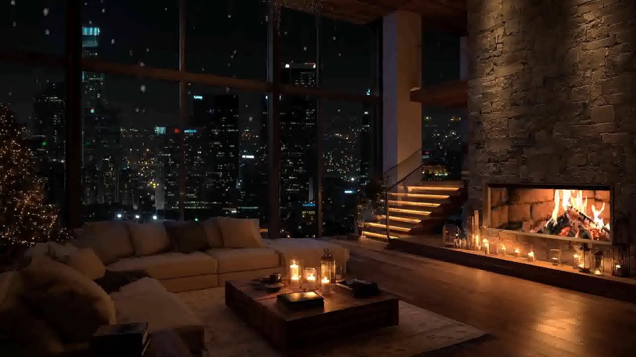 Snowy City Lights ✨❄️ Chill Winter Music with Warm Christmas Ambience