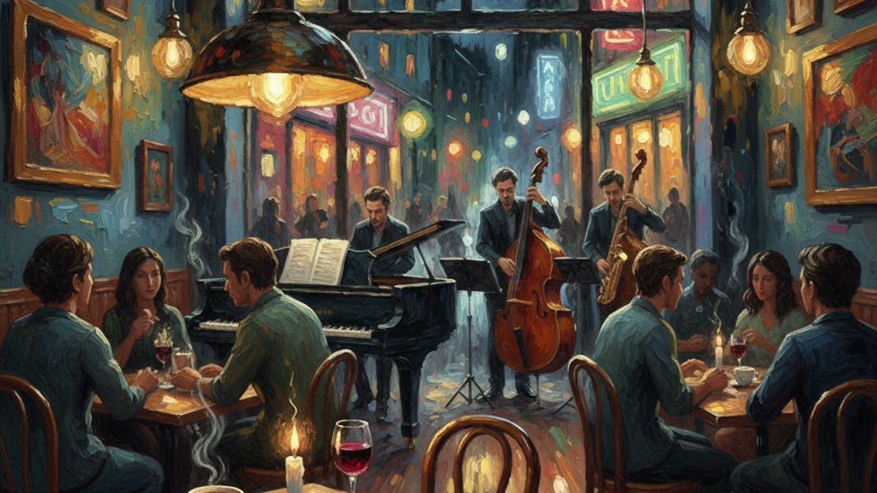 Elegant Dinner Jazz 🍷 Oil Painting Cafe Vibes for Sophisticated Relaxation & Focus