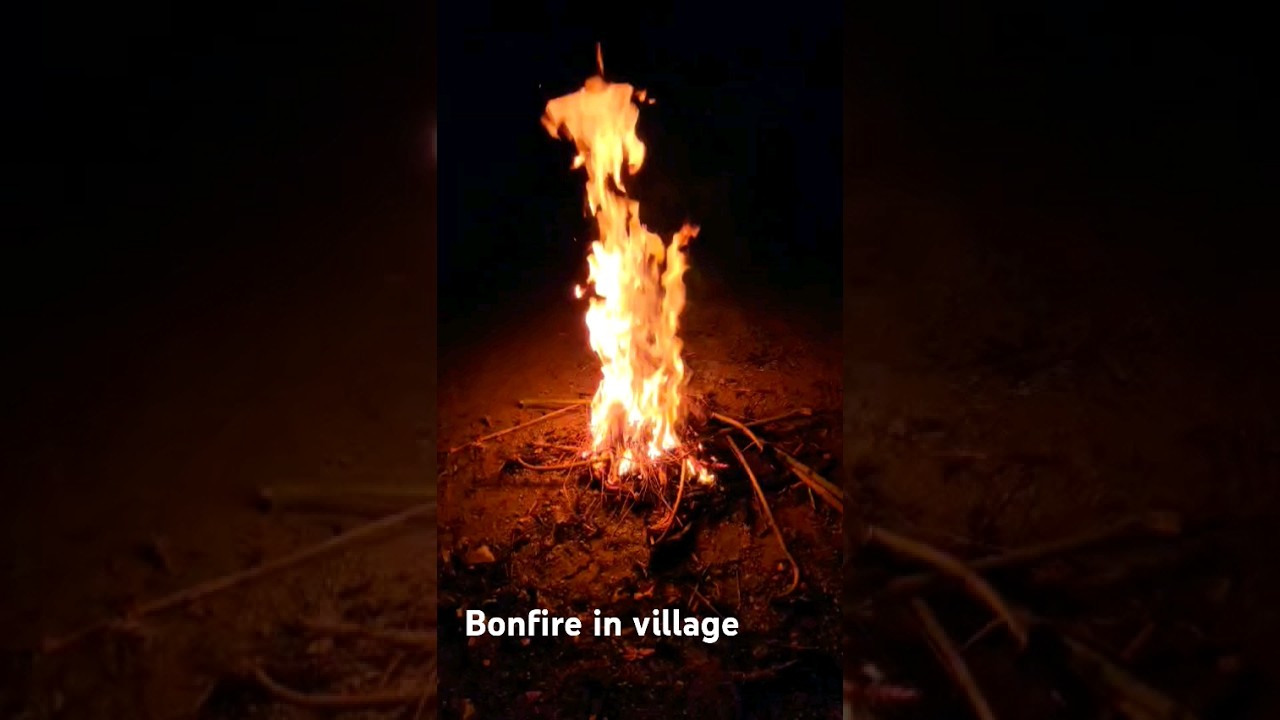 Bonfire in village #chill #music #relaxing #trending