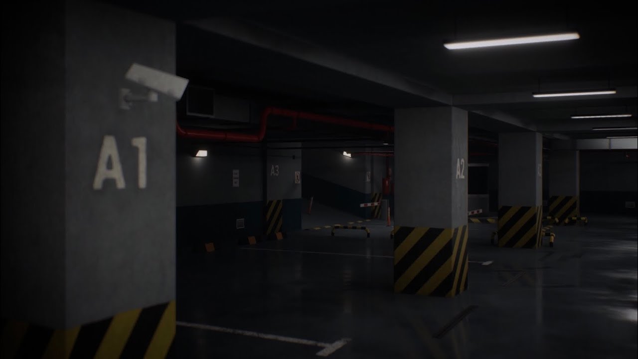 Empty Parking Garage | Lighting, Wind, Ventilation | 15 Minutes of Ambience