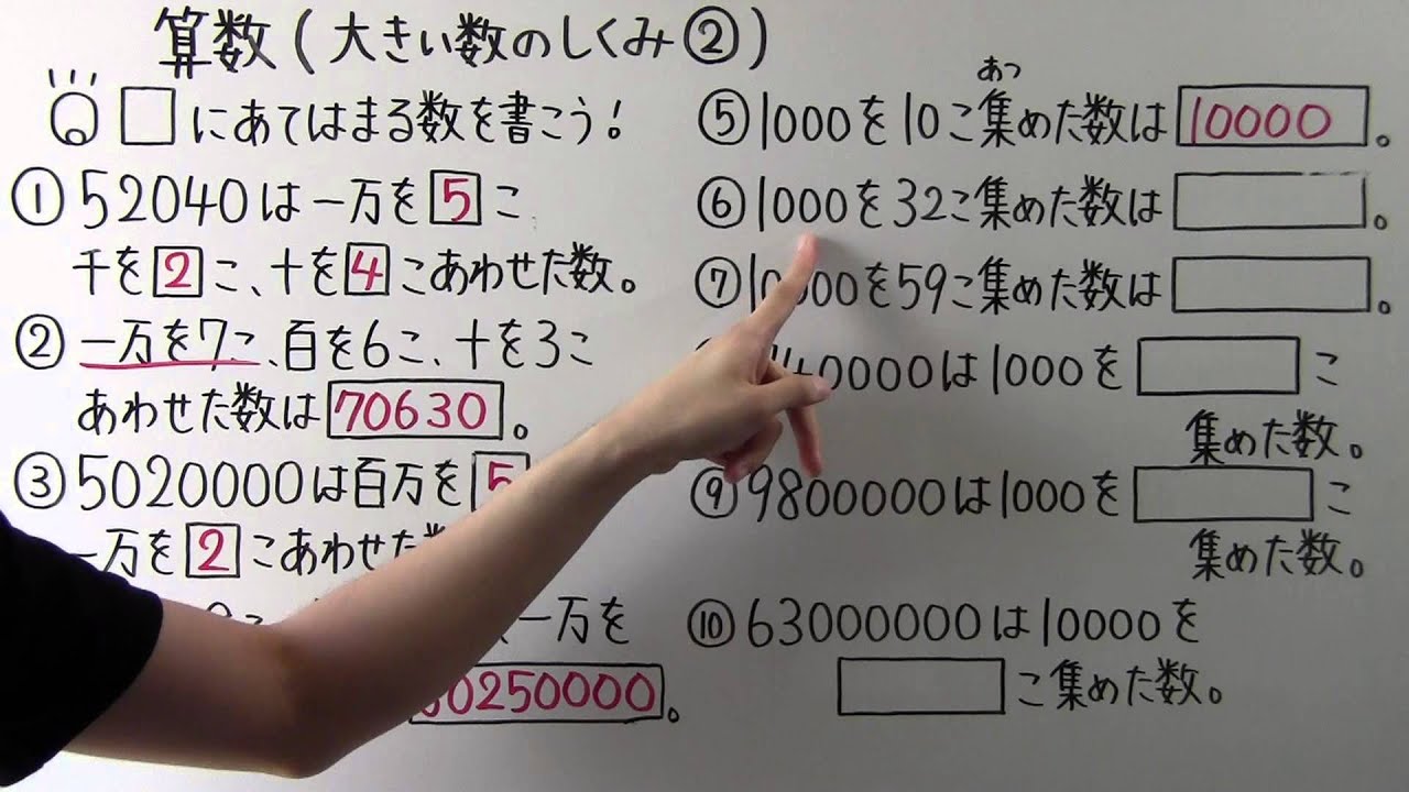 【小３　算数】　　小３－１７　　大きい数のしくみ②