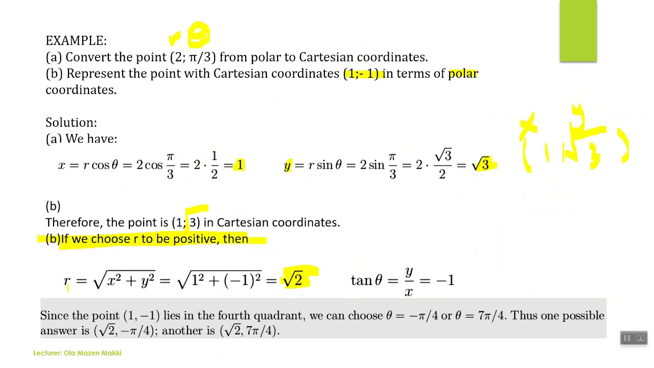 مدر س المادة علا مازن المرحلة الثانية المدني كلية الهندسة Polar Coordinate 1