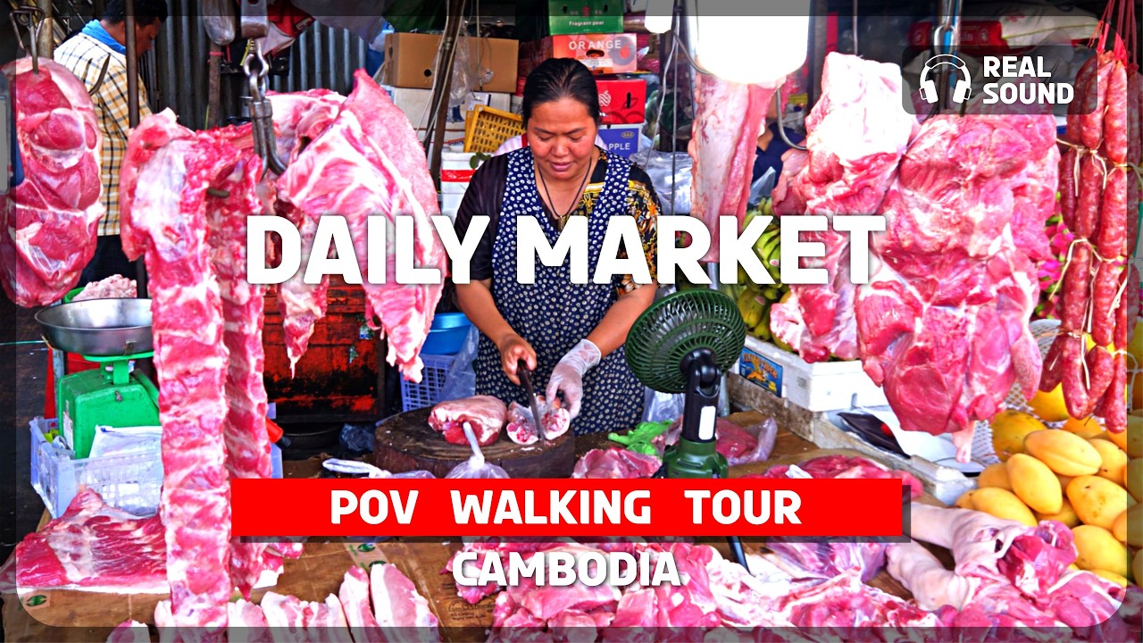 POV WALK Daily market | Cambodia | Real Sound | No Talking #pov
