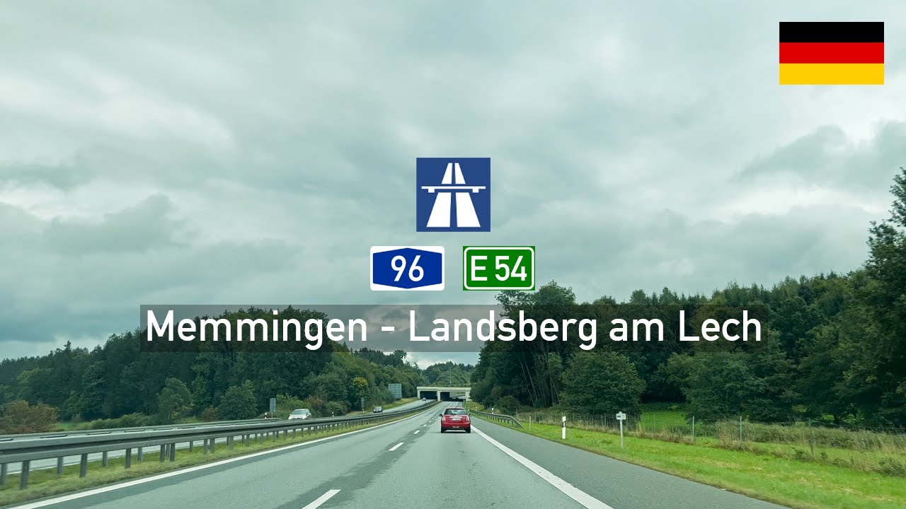 Driving in Germany: Autobahn A96 E54 from Memmingen to Landsberg am Lech