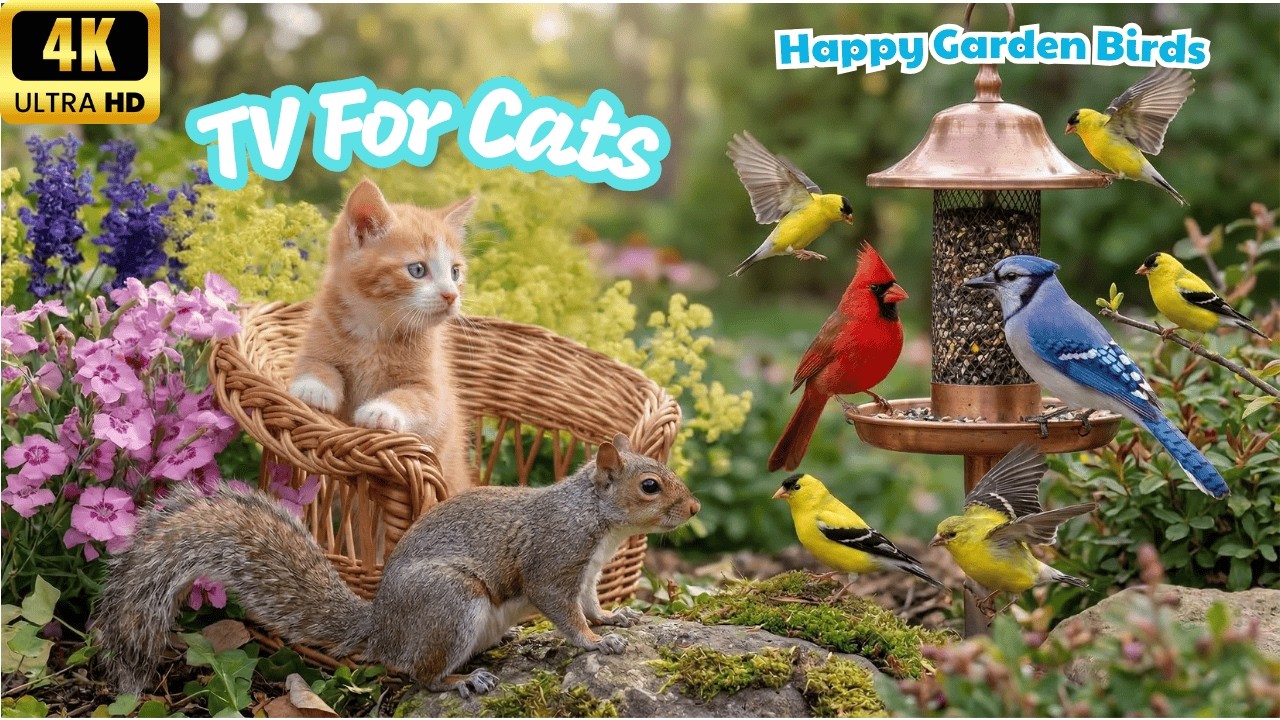Calming TV for Cats to Watch 🐦🌿 Garden Birds So Beautiful – Cats Simply Can't Look Away | 4K 60FPS