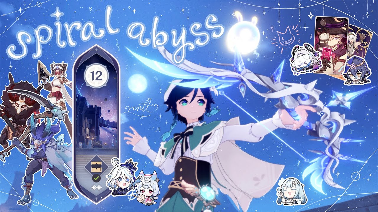 🕊️ new spiral abyss 5.4 with dps venti 🤍🏹𝜗𝜚⋆₊˚ ° ༘