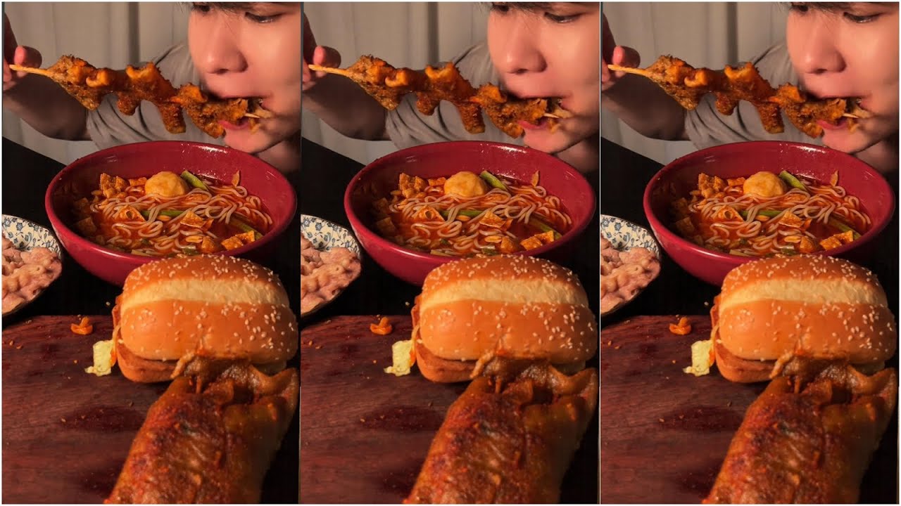 ASMR MUKBANG  EATING SPICY SEAFOOD, FRIED CHICKEN