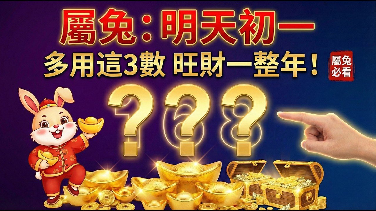 2026屬兔「旺財第一課」：明天17號大年初一，不管做什麼，請多用這3個數字！讓你財運大旺一整年！#2026生肖兔運勢 #屬兔2026運勢 #財運 #大年初一 #數字能量 #招財數字 #幸運數字