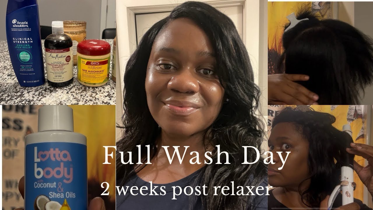 2 Weeks Post Relaxer Wash Day + Quick Weave Install | Relaxed Hair Routine