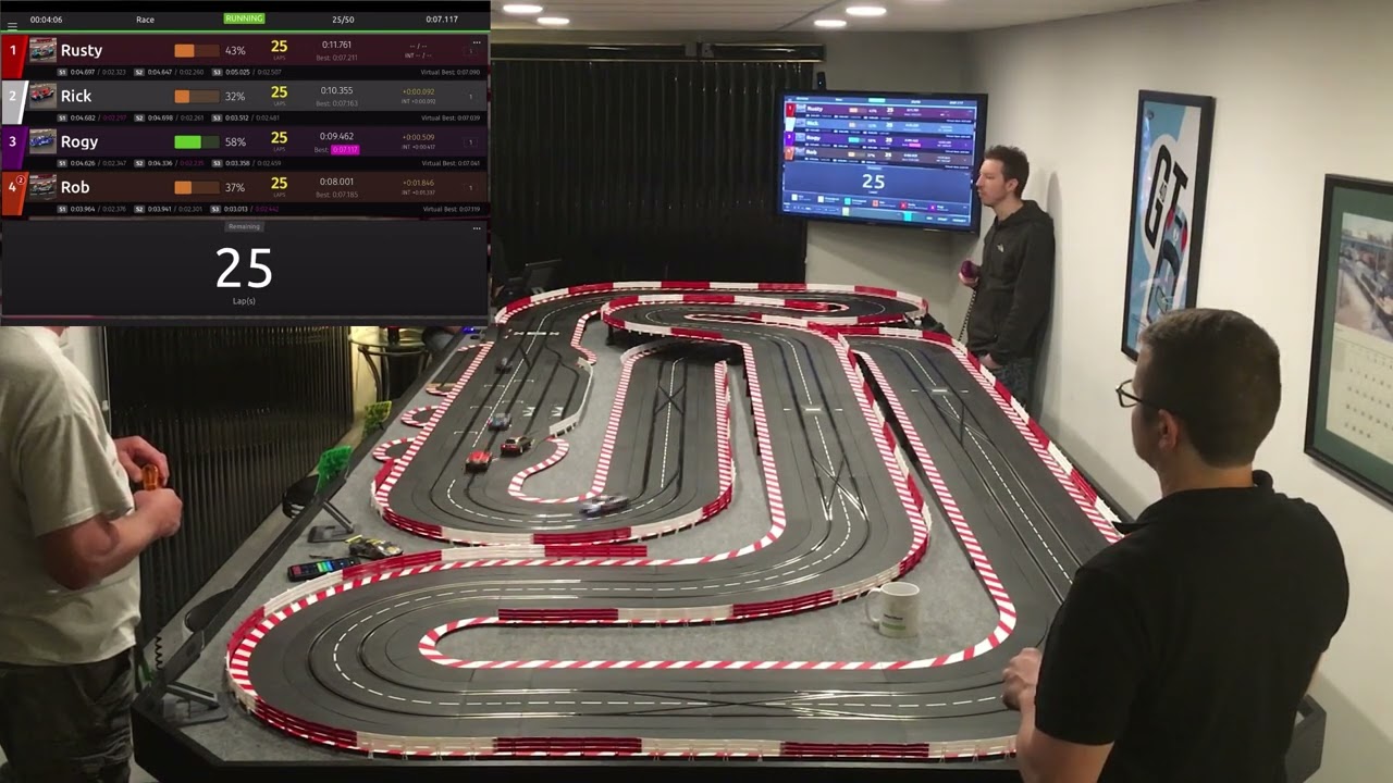 Carrera Digital 132 group race testing pace car with Smart race app.