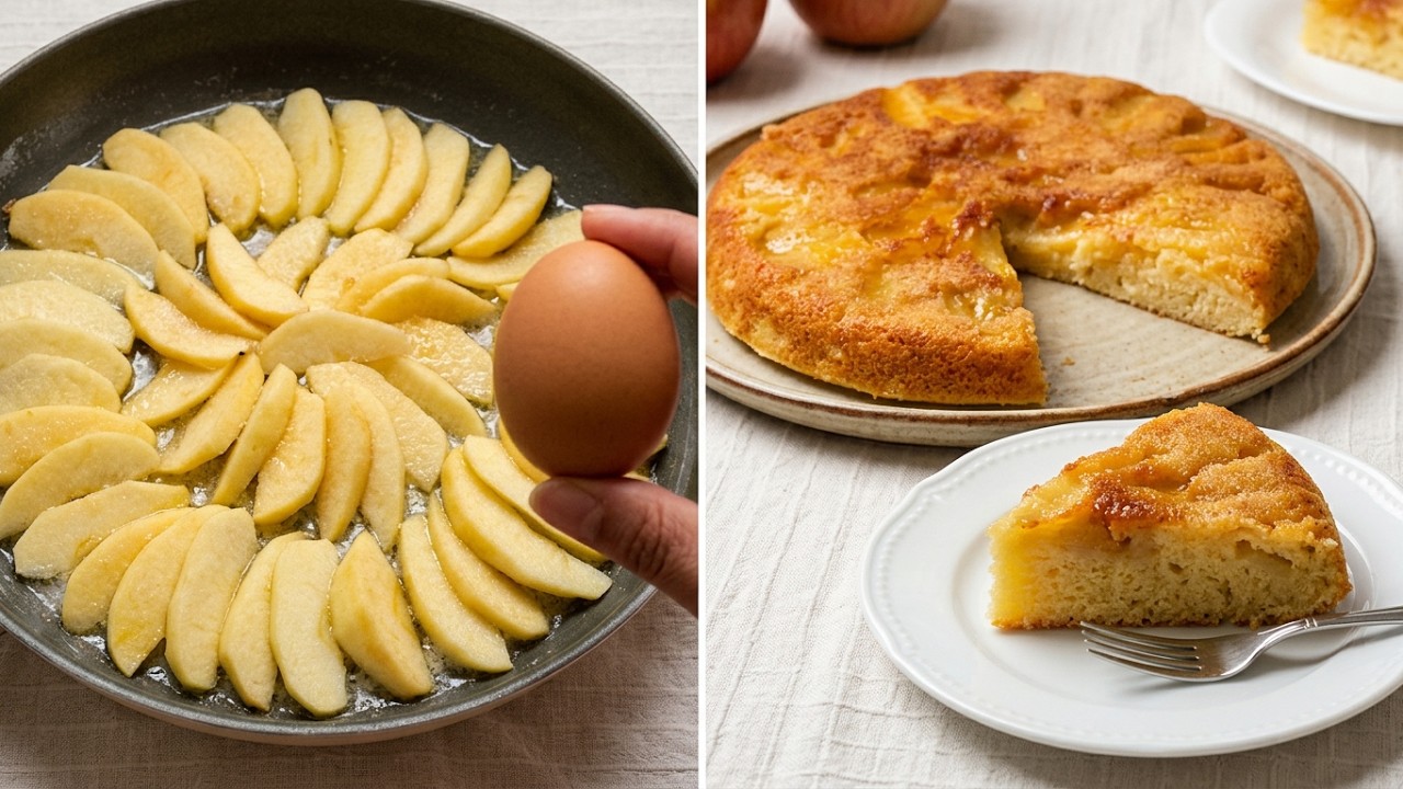 BOLO DE MAÇÃ NA FRIGIDEIRA COM UM OVO APENAS!!!SERÁ?
