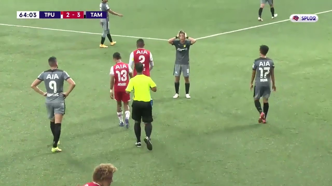 Irwan Shah's foul on Khairul Nizam sparks anger between Tampines and Tanjong Pagar | SPL 2022