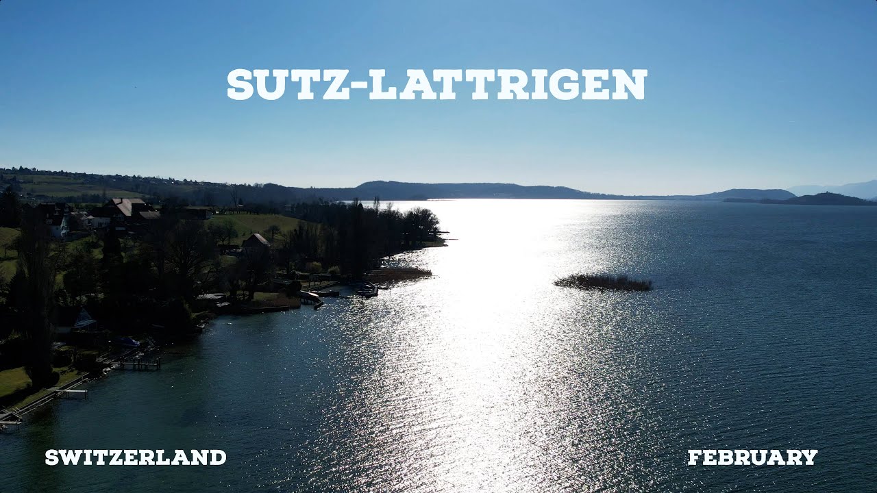 Lake Biel, Switzerland in 4K. Relaxing piano