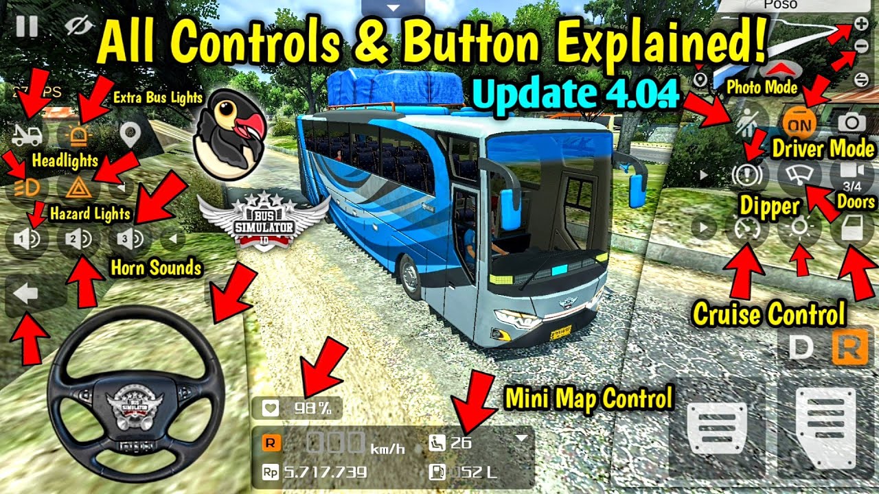 🚚All Control & Buttons Setting Explained! Bus Simulator Indonesia by Maleo New Update 4.0.4🏕 | Bus G