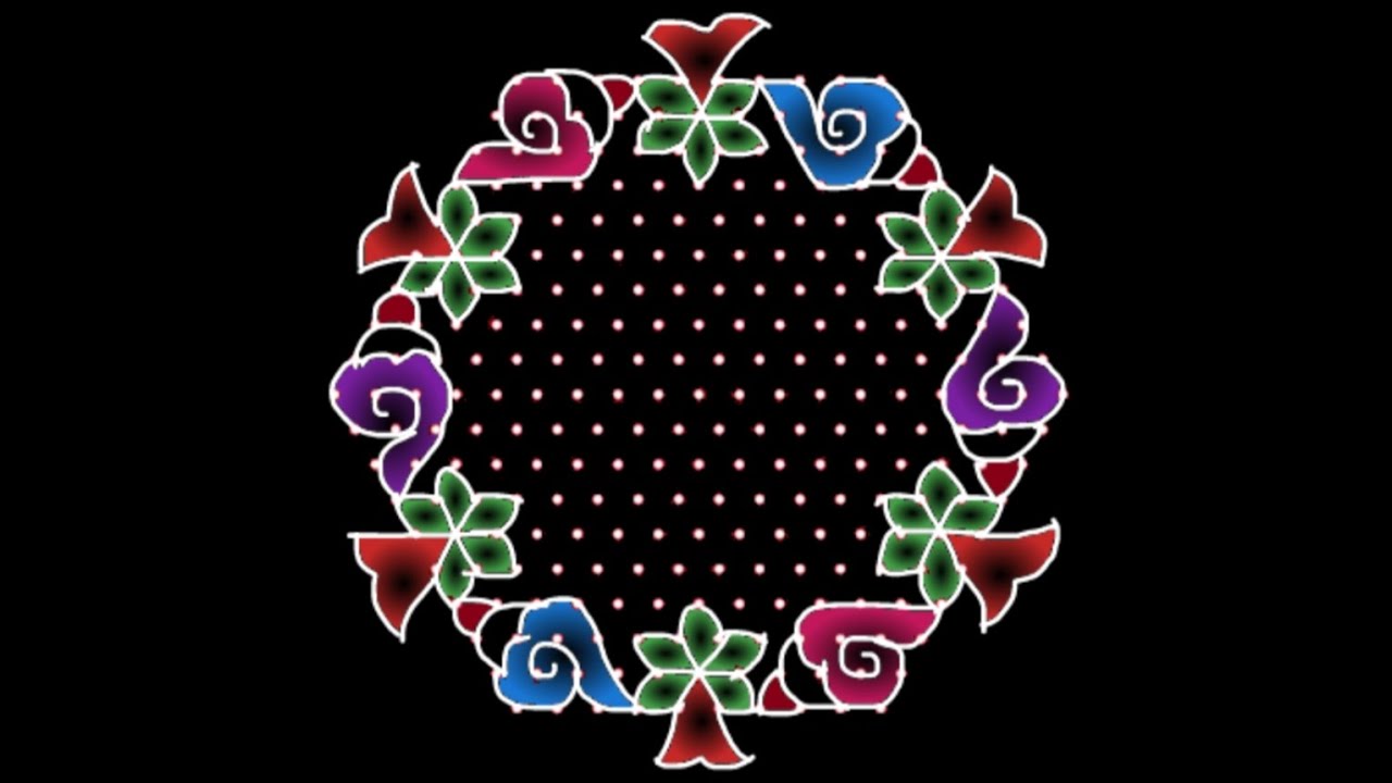 19*10 Dots Ugadi Rangoli/Trending Sankranthi Muggulu/17*9 Diwali Rose Rangoli/Chukkala Muggulu