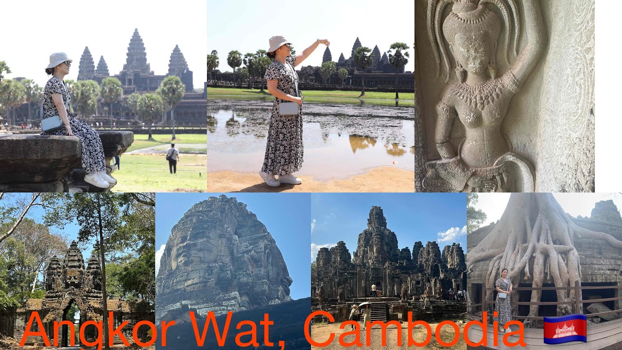 Create a memory of visiting the magnificent Angkor Wat in Cambodia. 