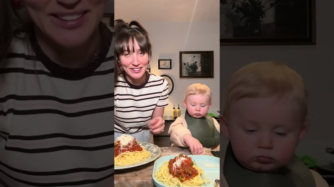 I had no idea Landon was eating that much Parmesan until the end 😅😭 thank god half was in the bib