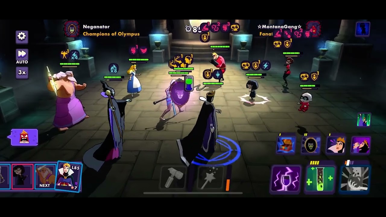 Evil Queen defeats and counters Incredibles - Live PvP - Disney Sorcerer’s Arena