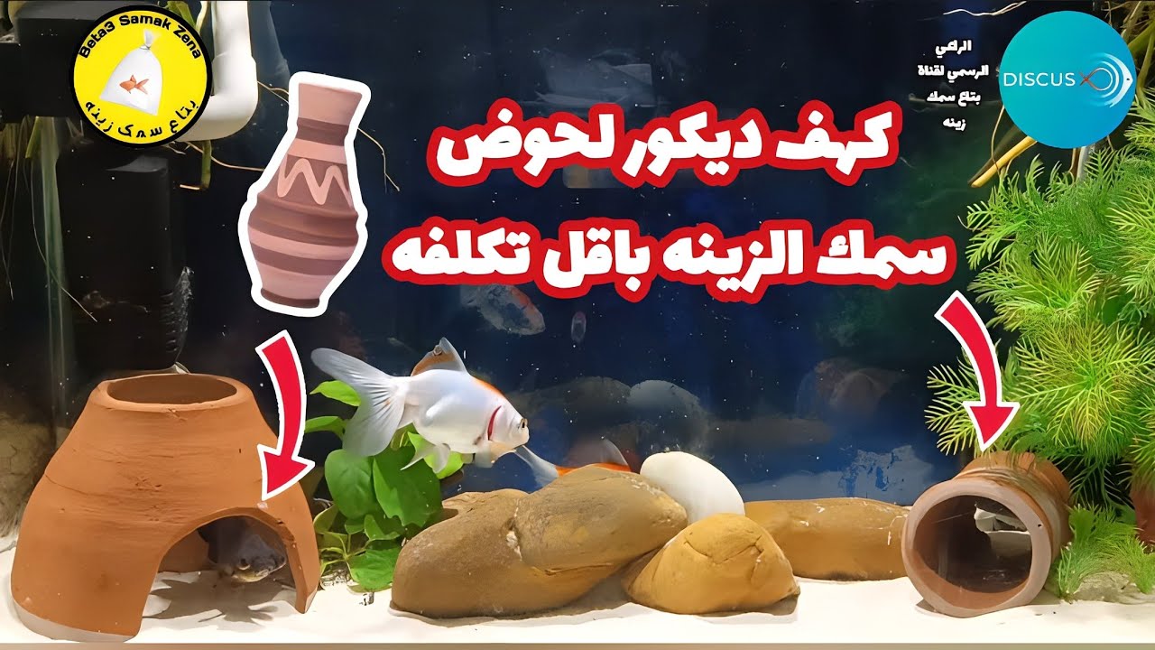 طريقة عمل كهف ديكور لحوض سمك الزينه باقل تكلفه