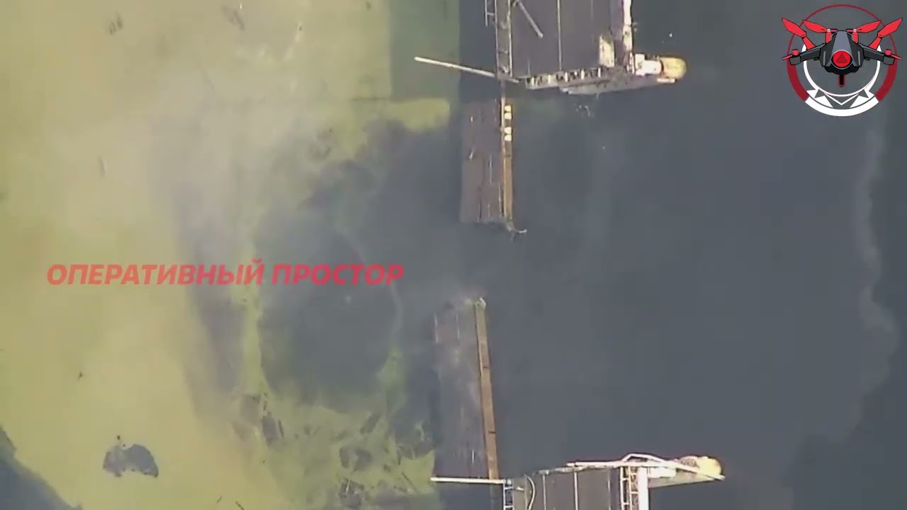Russian Forces strike on an enemy crossing.A gliding UMPK-PD FAB (extended range) hits the crossing