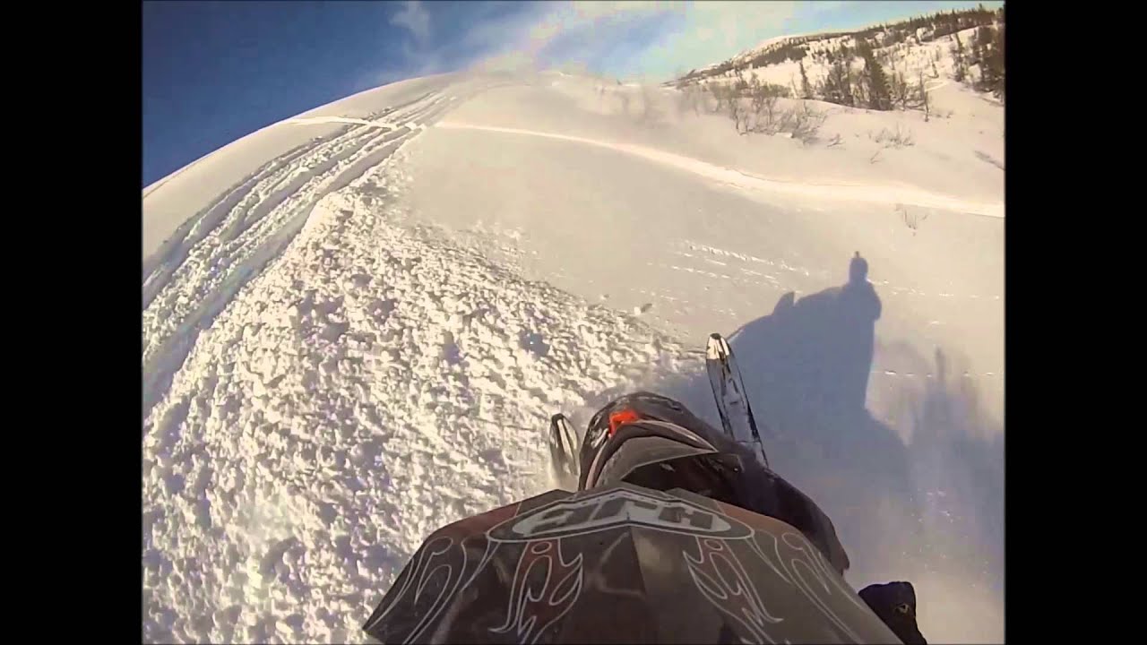 Backcountry snowmobile riding 2014 Summit XM close call