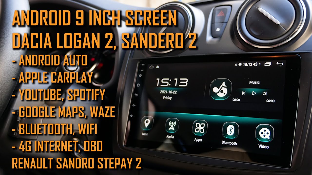Android 9 inch for Dacia Logan 2, Sandero 2, Renault Logan 2, Sandero Stepway 2 Android Auto Carplay