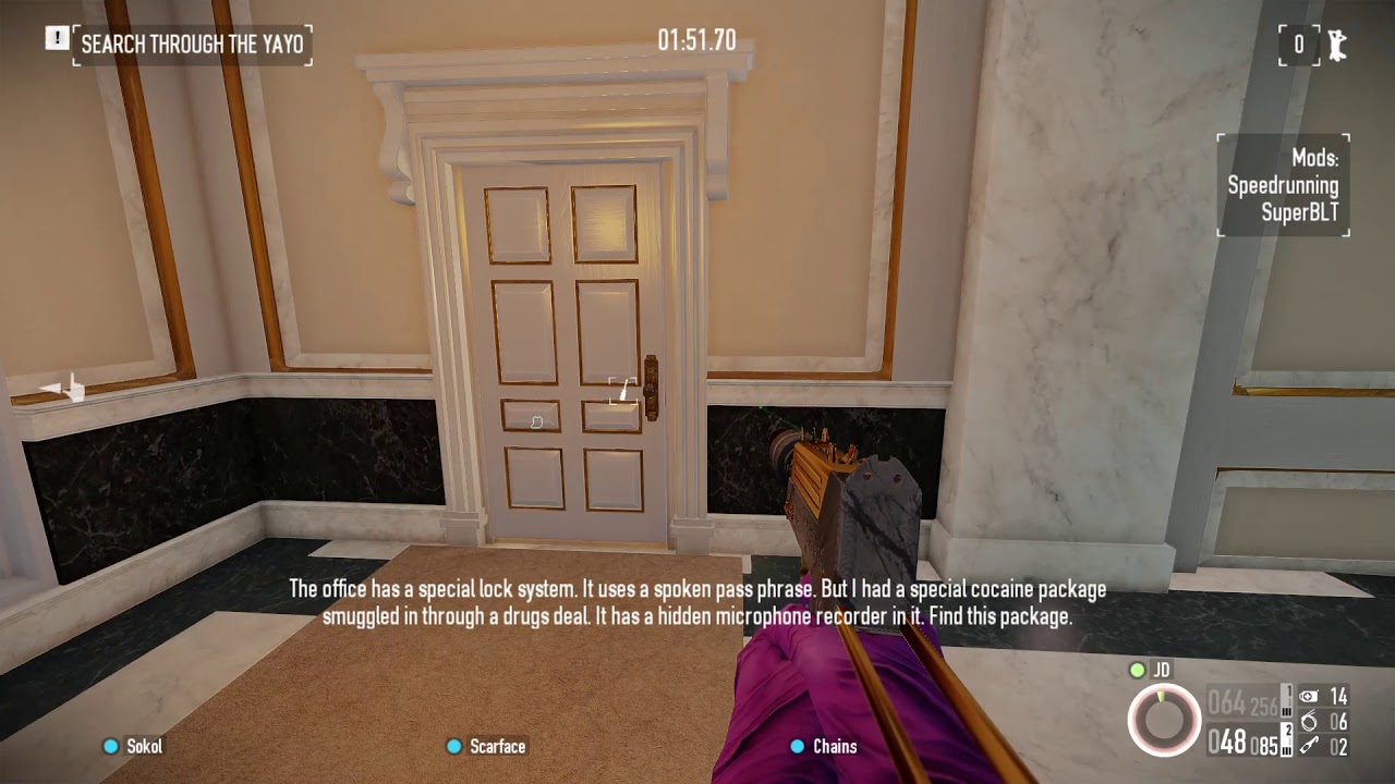 Payday 2 Speedrun/Scarface Mansion heist/Solo/No RNG mod/No glitches/In-game Time: 