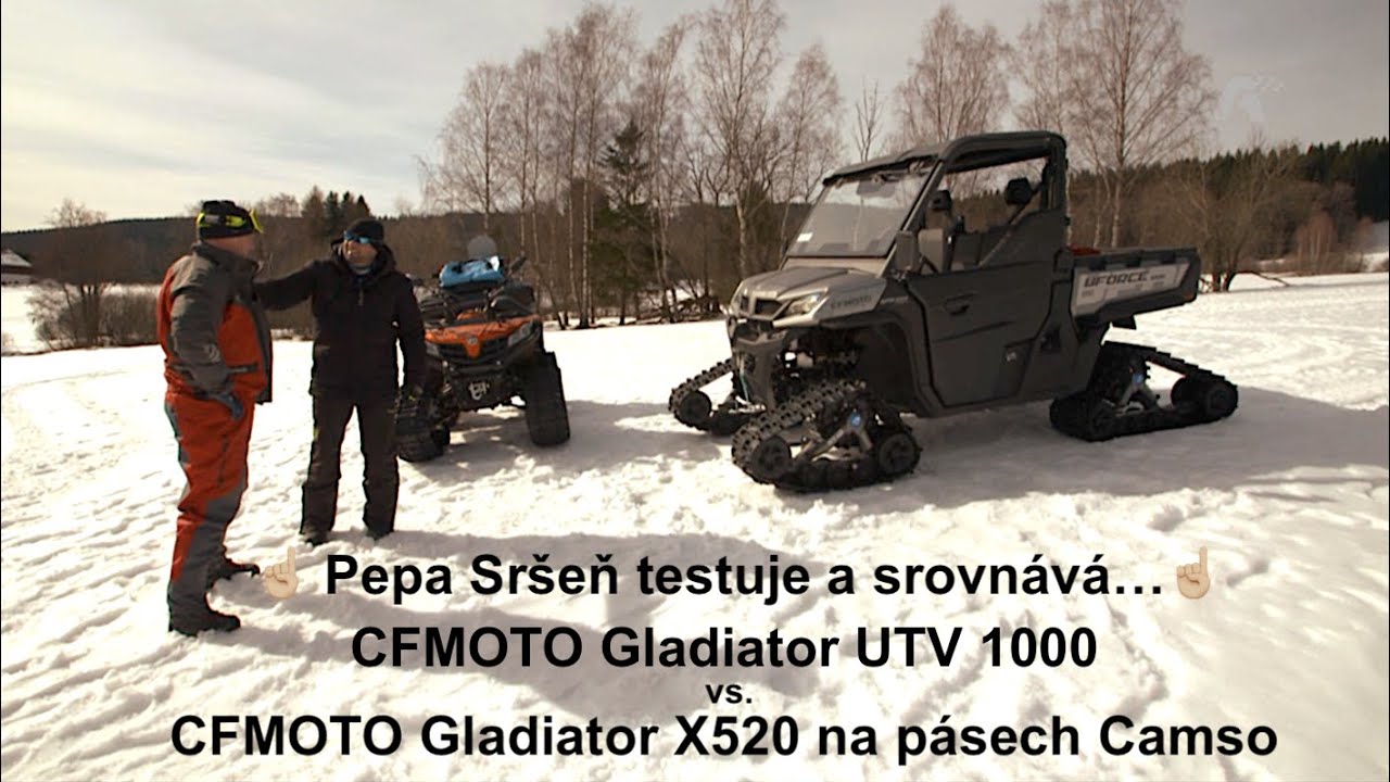 Pepa Sršeň a souboj pásových Gladiatorů 💪. CFMOTO Gladiator UTV vs. Gladiator X520 na pásech Camso.