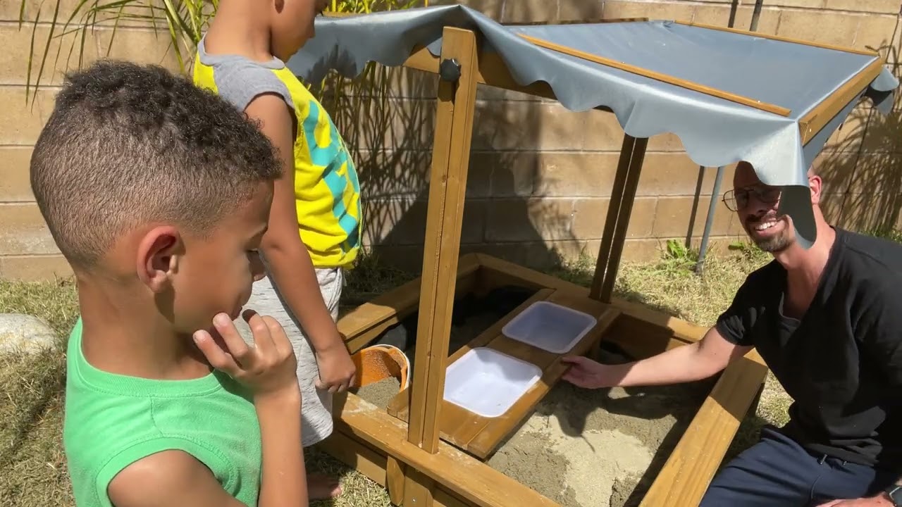 Outdoor Wooden Sandbox Review | Adjustable Canopy, Lid & UV Protection (45.3&rdquo;)