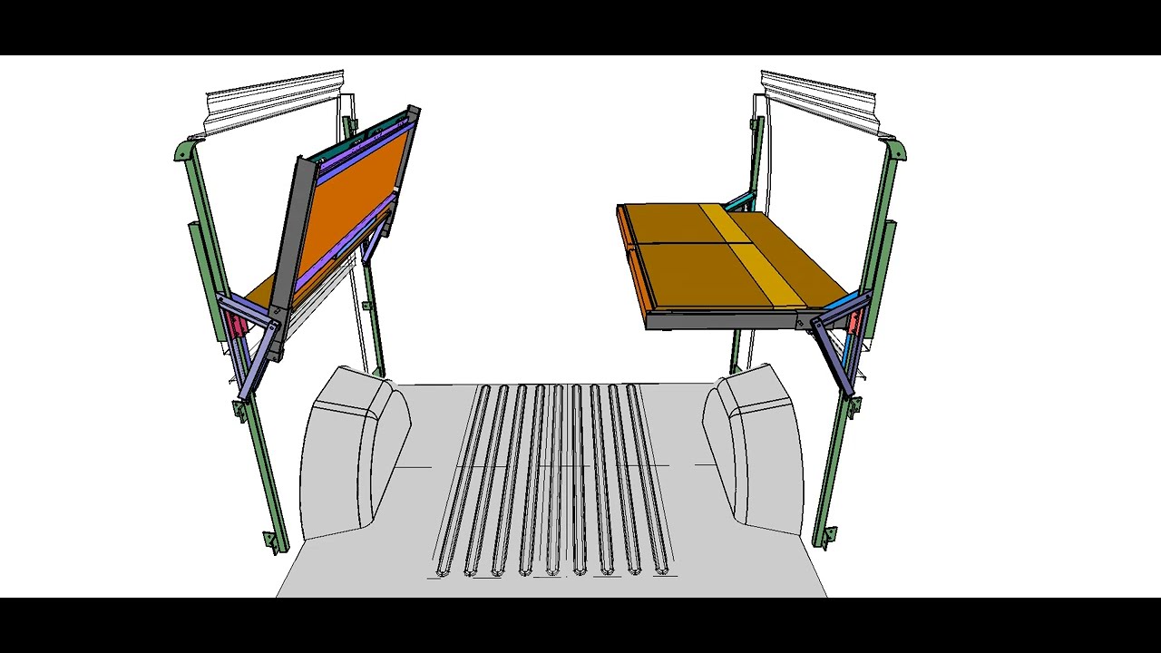 johns versatile van bed - a virtual demo from Cargo mode to Bed mode.