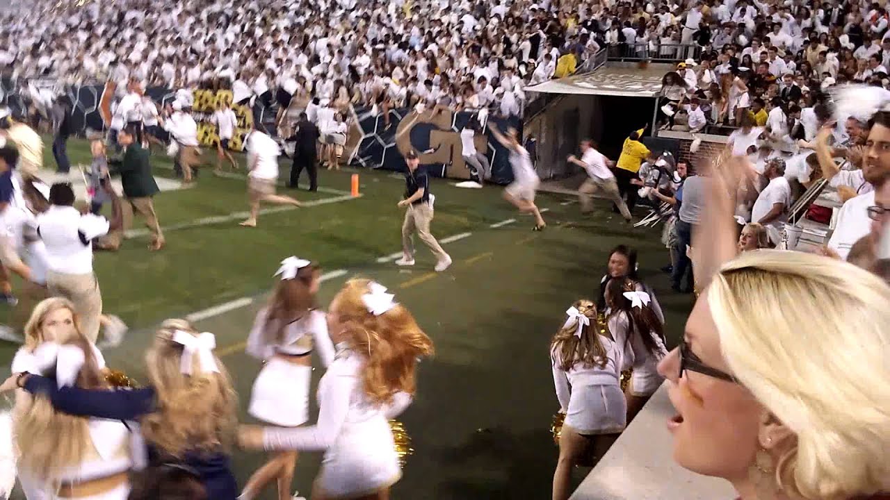 Georgia Tech GT vs FSU blocked kick and TD run by Lance Austin from the stands 2015
