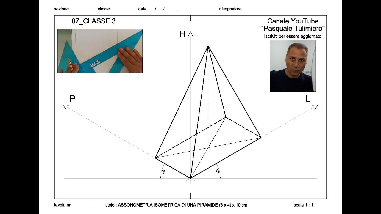07.classe3.Assonometria Isometrica di una Piramide a base rettangolare