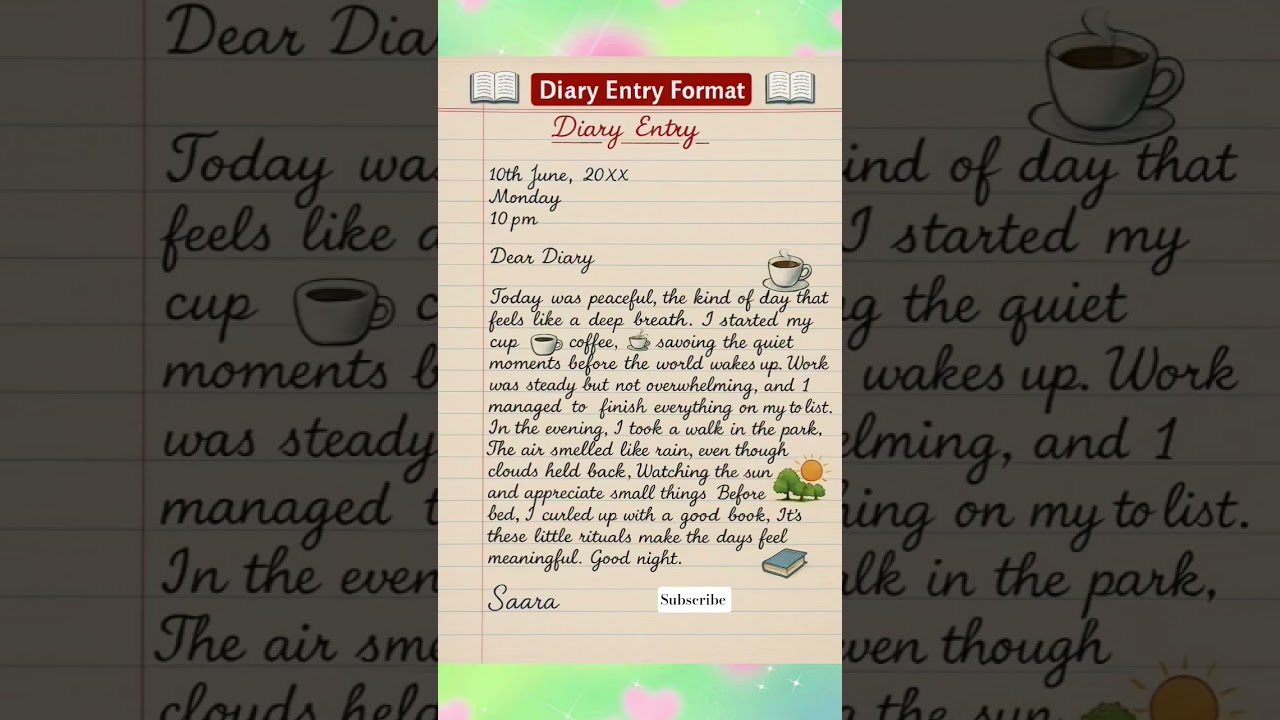 Diary Entry Format for Class 9 & 10 ✍️ | English Writing Skills